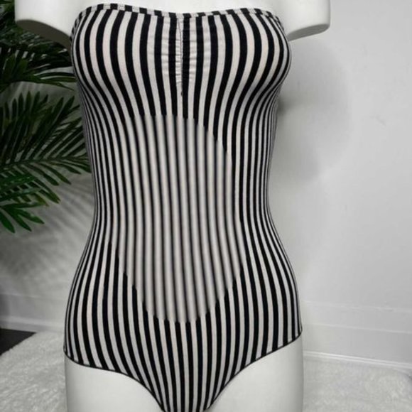 A black and white striped bodysuit - Picture 1 of 2
